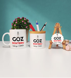 Göz Doktoru Kupa Bardak Kalemlik ve Anahtarlık Seti