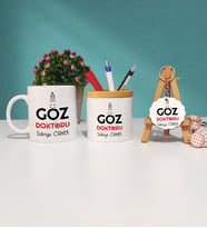 Göz Doktoru Kupa Bardak Kalemlik ve Anahtarlık Seti