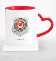 BK Gift Kişiye Özel Mesleki Gümrükler Muhafaza Personeli Kırmızı Kalpli Kupa Bardak