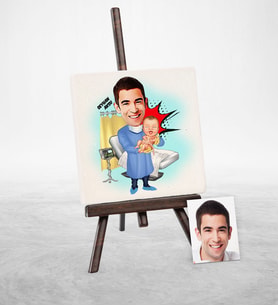 BK Gift Kişiye Özel Bay Ebe Karikatür Şovaleli Doğal Taş  1