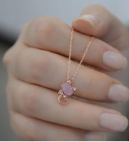 Papatya Silver 925 Ayar Rose Kaplama Ay Taşlı Gümüş Kedi Kolye