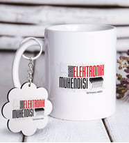 BK Gift Kişiye Özel Mesleki Mikro Elektronik Mühendisi Beyaz Kupa ve Anahtarlık Hediye Seti-1 (Model 1)