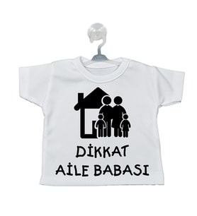 Babalar Günü Hediyesi Dikkat Aile Babası Vantuzlu Mini Araba Uyarı Levhası Tişört