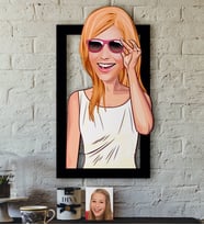BK Gift Kişiye Özel Bayan Karikatürlü 3D Ahşap Tablo-18