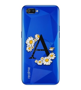 Papatya Harf Tasarım Süper Şeffaf Silikon Telefon Kılıfı Oppo Realmi C2 A-Harfi
