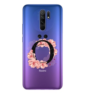 Pembe Çiçekli Harf Tasarım Süper Şeffaf Silikon Telefon Kılıfı Xiomai Redmi 9 Ö-