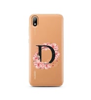 Pembe Çiçekli Harf Tasarım Süper Şeffaf Silikon Telefon Kılıfı Huawei Y5 2019 D-