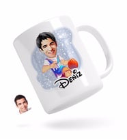 BK Gift Kişiye Özel Erkek Basketbolcu Karikatürlü Beyaz Kupa Bardak-2