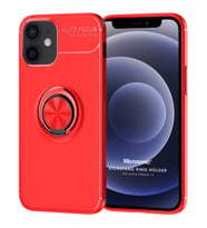 Microsonic Apple iPhone 12 Kılıf Kickstand Ring Holder Kırmızı