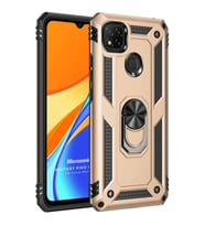 Microsonic Xiaomi Redmi 9C Kılıf Military Ring Holder Gold