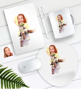 BK Gift Kişiye Özel Bayan Karikatürlü Defter Kalem Kupa Mouse Pad Seti-17 (Model 1)