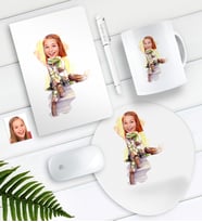 BK Gift Kişiye Özel Bayan Karikatürlü Defter Kalem Kupa Mouse Pad Seti-17 (Model 1)