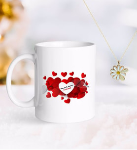 BK Gift Kişiye Özel Sevgililer Günü Kupa ve Çift İsimli Papatya Kolye-110 (Model 1)