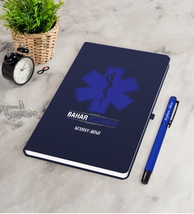 BK Gift Kişiye Özel Eczane Lacivert Defter Kalem Seti-2