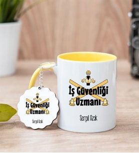 İş Güvenliği Uzmanı Sarı Kupa Bardak Ve Anahtarlık Set