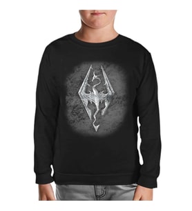 Skyrim - Dragon Siyah Çocuk Sweatshirt