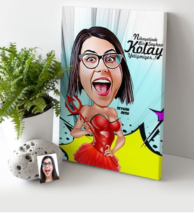 BK Gift Kişiye Özel Bayan Karikatür Kanvas Tablo 30x50cm 4