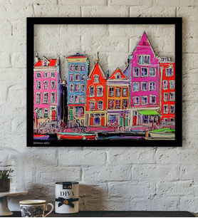 BK Gift Kişiye Özel Amsterdam Evleri Temalı 3D Ahşap Tablo-5
