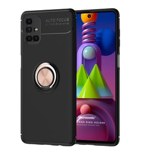 Microsonic Samsung Galaxy M51 Kılıf Kickstand Ring Holder Siyah Rose