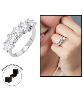 Starlight Diamond Pırlanta Montür 925 Ayar Gümüş Bayan Beştaş Yüzük