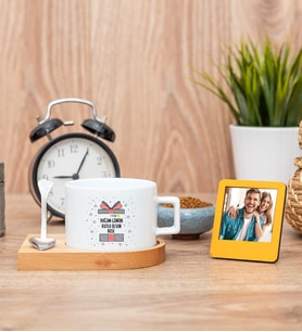 Doğum Günü Hediyesi Fincan ve Turuncu Mini Fotoğraf Çerçevesi