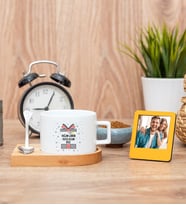 Doğum Günü Hediyesi Fincan ve Turuncu Mini Fotoğraf Çerçevesi