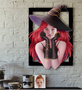 BK Gift Kişiye Özel Bayan Cadı Karikatürlü 3D Ahşap Tablo-2