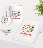 BK Gift Kişiye Özel Matematik Öğretmeni Kupa Anahtarlık Beyaz Defter Kalem Hediye Seti-5 (Model 1)