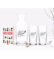 BK Gift Kişiye Özel Renkli Baskılı Bursa Tasarımlı Turistik İkili Rakı Bardağı Karaf ve Cep Kitabı Hediye Seti-4 (Model 1)