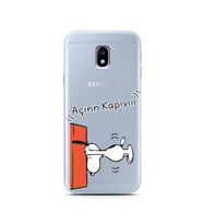Snoopy Tasarımlı Süper Şeffaf Silikon Telefon Kılıfı Samsung J3 Pro