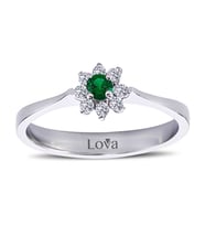 Lova Pırlantalı Zümrüt Çiçek Yüzük - 1030158