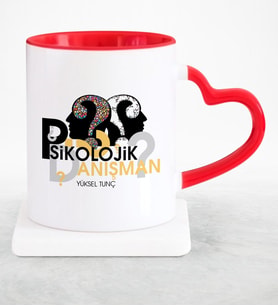 BK Gift Kişiye Özel Mesleki Psikolojik Danışman Kırmızı Kalpli Kupa Bardak