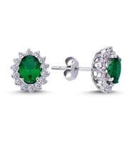 Lova Pırlantalı Oval Zümrüt Anturaj Küpe - 3050003