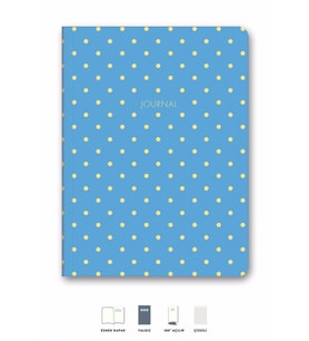 Puantiyeli Mini Defter Çizgili Mavi 14x20 cm