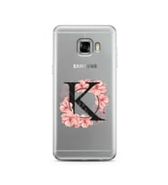 Pembe Çiçekli Harf Tasarım Süper Şeffaf Silikon Telefon Kılıfı Samsung C5   K-Ha