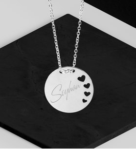 BK Gift Kişiye Özel İsimli Silver Yuvarlak Kalpler Kolye (Gümüş)