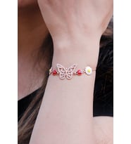 Kelebek Model Rose Kaplama Bayan Gümüş Bileklik