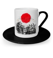 BK Gift Kişiye Özel Japanese Landscape Tasarımlı Siyah Türk Kahvesi Fincanı  1