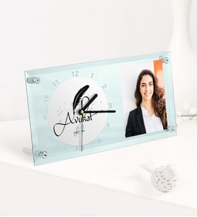 BK Gift Kişiye Özel Avukat Temalı Masaüstü Cam Saat - 6 (Beyaz)