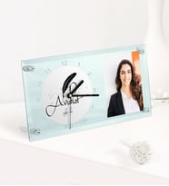 BK Gift Kişiye Özel Avukat Temalı Masaüstü Cam Saat - 6 (Beyaz)