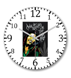 Bob Marley Frase Duvar Saati Bombeli Gercek Cam