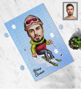 Kişiye Özel Sporcu Karikatürlü A3 130 Parça Puzzle Bay-2