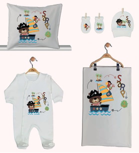 Pia Baby GL 1938-02 İsme Özel Beşli Tulum Set