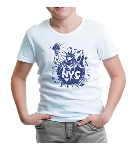 New York - Özgürlük Anıtı Beyaz Çocuk Tshirt
