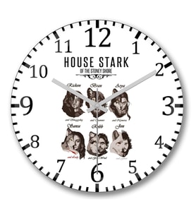 Stark children and Wolves Duvar Saati Bombeli Gercek Cam