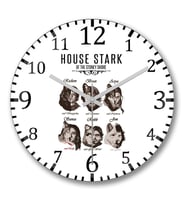 Stark children and Wolves Duvar Saati Bombeli Gercek Cam