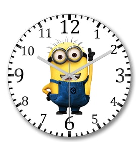 Minion4 Duvar Saati Bombeli Gercek Cam