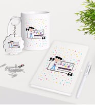 BK Gift Kişiye Özel Kimya Öğretmeni Kupa Anahtarlık Beyaz Defter Kalem Hediye Seti-2 (Model 1)
