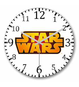 Star Wars Logo Beyaz Zemin Duvar Saati Bombeli Gercek Cam