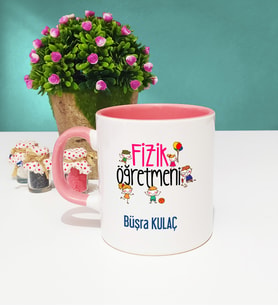 Fizik Öğretmeni Tasarımlı Kişiye Özel Hediye Fizik Öğretmeni Kupa Bardak Pembe